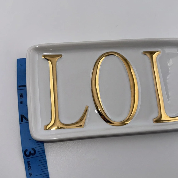 POTTERY BARN White/Gold Trinket Catchall Tray Home Accents/Decor LOL 3x5.25 - Picture 5 of 6